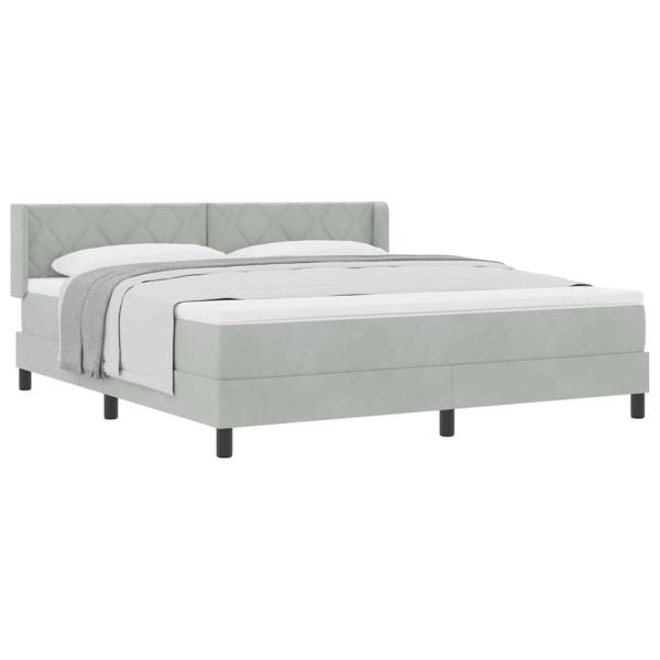 Boxspringbett mit Matratze Hellgrau 180x200 cm Samt