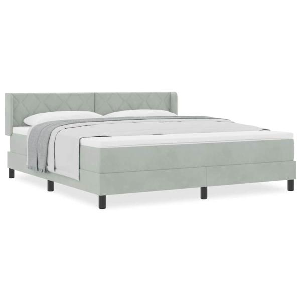 Boxspringbett mit Matratze Hellgrau 180x200 cm Samt