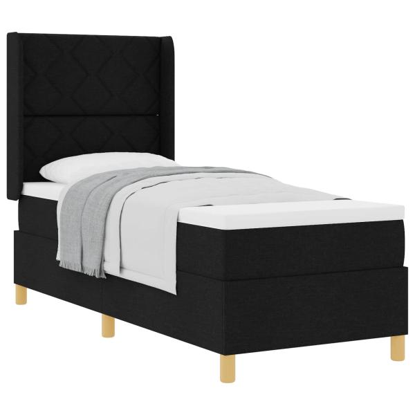 Boxspringbett mit Matratze Schwarz 80x200 cm Stoff