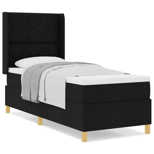 Boxspringbett mit Matratze Schwarz 80x200 cm Stoff