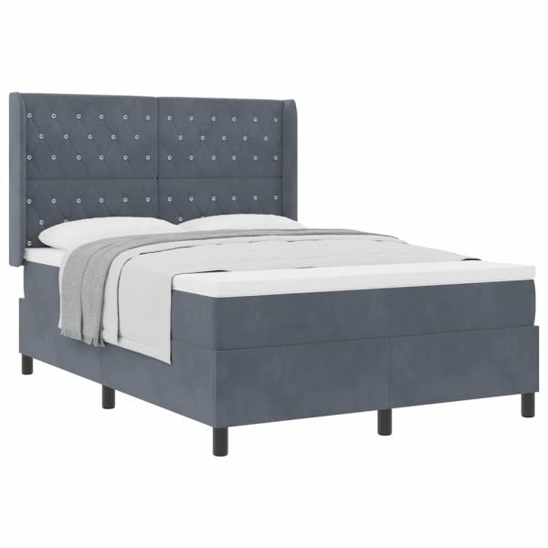 Boxspringbett mit Matratze Dunkelgrau 140x190 cm Samt