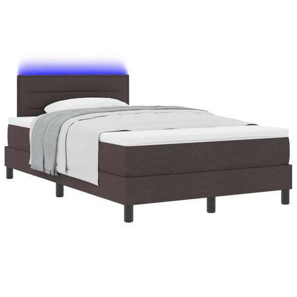 Boxspringbett mit Matratze & LED Dunkelbraun 120x190 cm Stoff