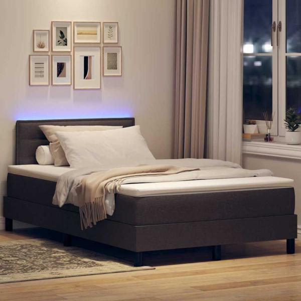 Boxspringbett mit Matratze & LED Dunkelbraun 120x190 cm Stoff
