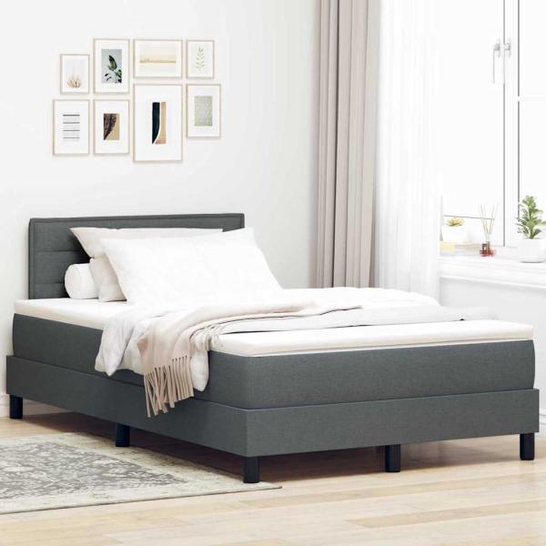 ARDEBO.de - Boxspringbett mit Matratze & LED Dunkelgrau 120x200 cm Stoff