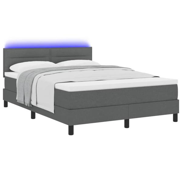 Boxspringbett mit Matratze & LED Dunkelgrau 140x190 cm Stoff