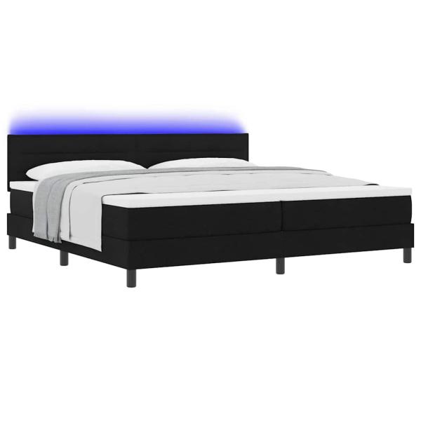 Boxspringbett mit Matratze & LED schwarz 200x200 cm Stoff
