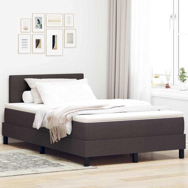 ARDEBO.de - Boxspringbett mit Matratze & LED Dunkelbraun 120x190 cm Stoff