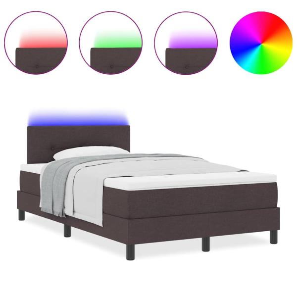 Boxspringbett mit Matratze & LED Dunkelbraun 120x190 cm Stoff