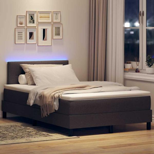 Boxspringbett mit Matratze & LED Dunkelbraun 120x190 cm Stoff