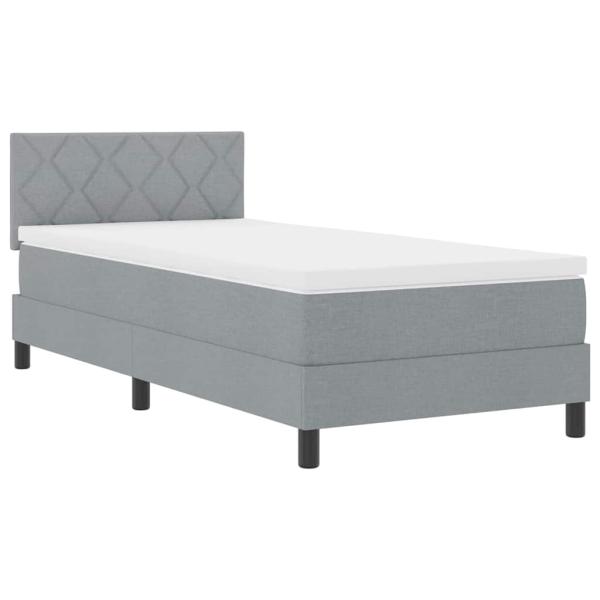 Boxspringbett mit Matratze & LED Hellgrau 90x190 cm Stoff