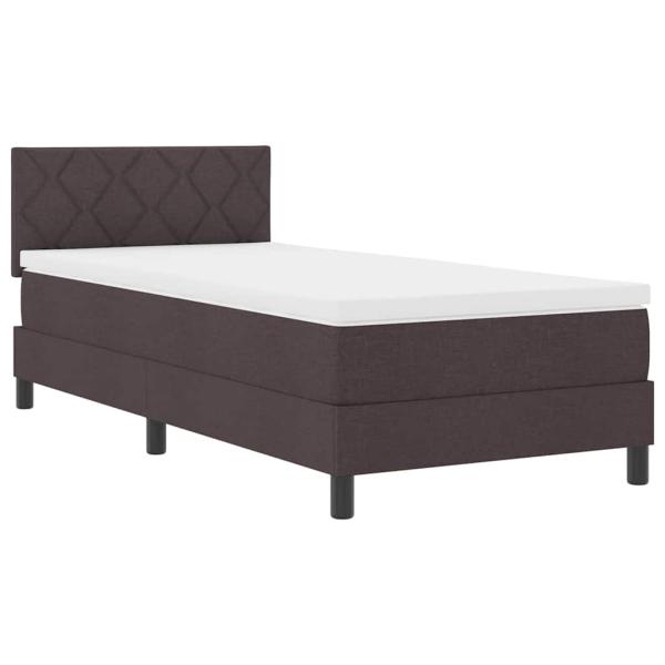 Boxspringbett mit Matratze & LED Dunkelbraun 90x190 cm Stoff