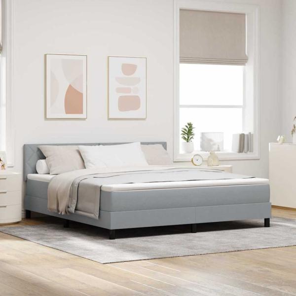 ARDEBO.de - Boxspringbett mit Matratze & LED Hellgrau 180x200 cm Stoff