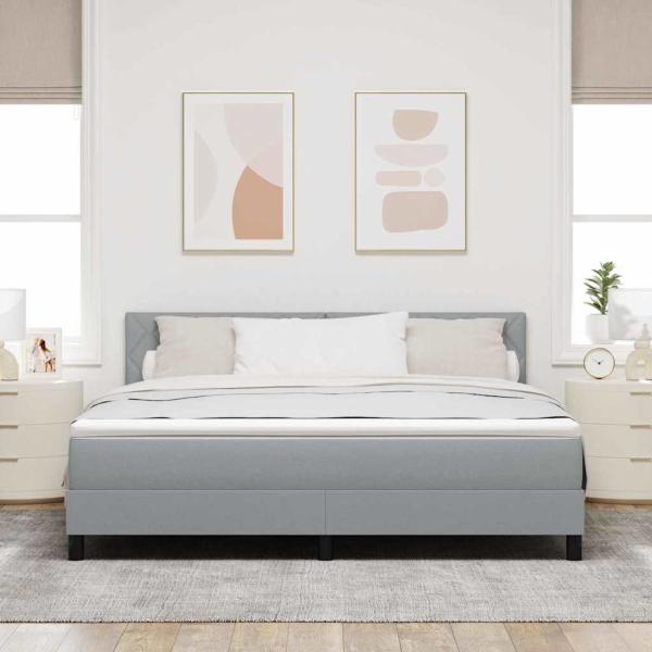Boxspringbett mit Matratze & LED Hellgrau 180x200 cm Stoff