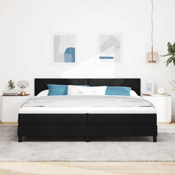 Boxspringbett mit Matratze & LED Schwarz 200x200 cm Stoff