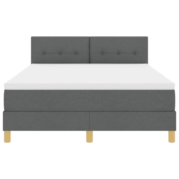 ARDEBO.de - Boxspringbett mit Matratze & LED Dunkelgrau 140x190 cm Stoff