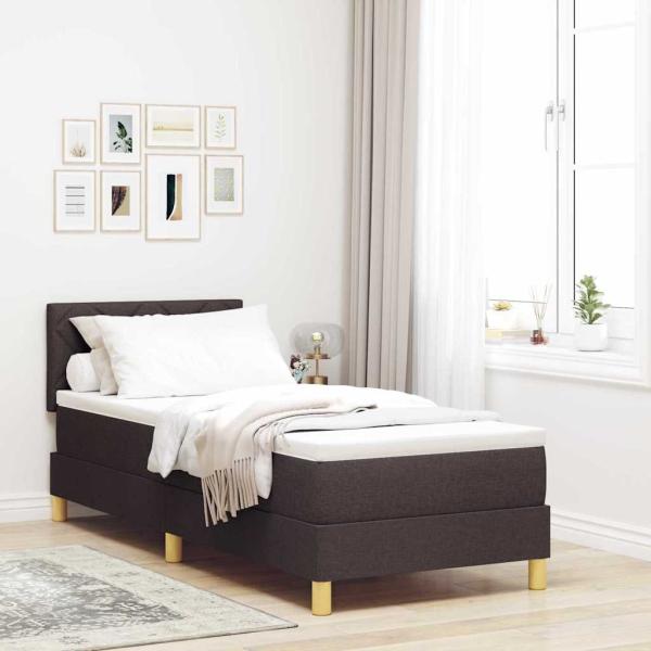 ARDEBO.de - Boxspringbett mit Matratze & LED Dunkelbraun 80x200 cm Stoff