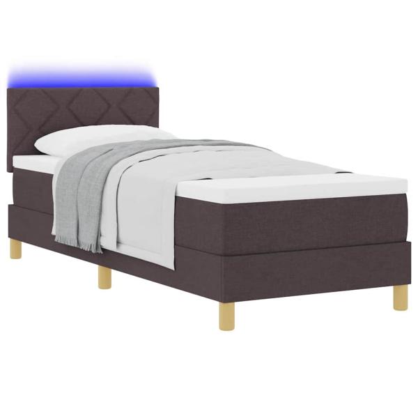 Boxspringbett mit Matratze & LED Dunkelbraun 80x200 cm Stoff