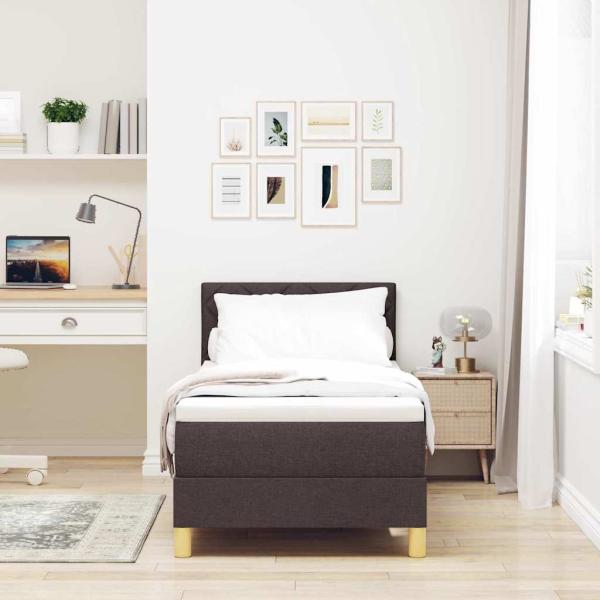 Boxspringbett mit Matratze & LED Dunkelbraun 80x200 cm Stoff