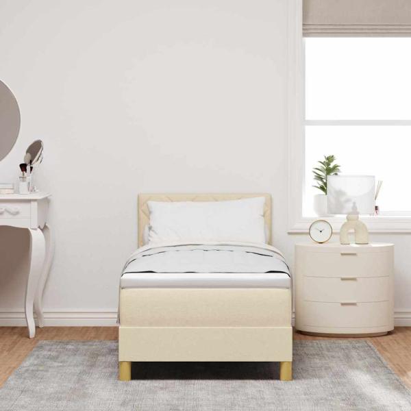 Boxspringbett mit Matratze & LED Creme 80x200 cm Stoff