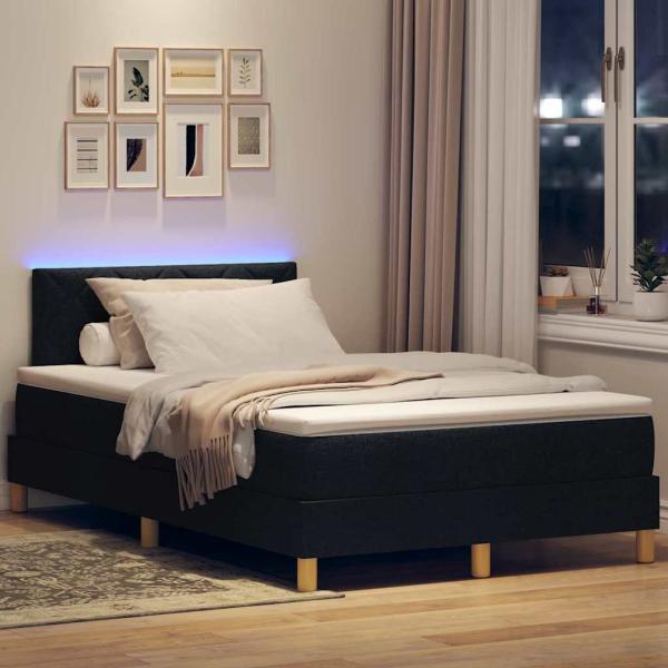 Boxspringbett mit Matratze & LED Schwarz 120x200 cm Stoff