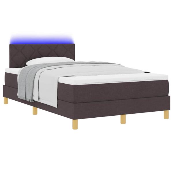 Boxspringbett mit Matratze & LED Dunkelbraun 120x200 cm Stoff