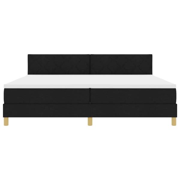 LED Boxspringbett mit Kopfteil Schwarz 200 x 200 cm Stoff