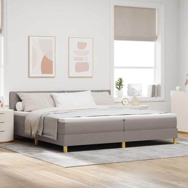 ARDEBO.de - Boxspringbett mit Matratze & LED Taupe 200x200 cm Stoff