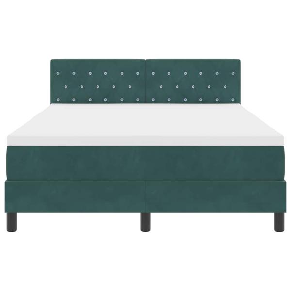 LED Boxspringbett mit Matratze Dunkelgrün 140x200 cm Samt