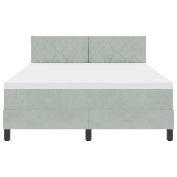 LED Boxspringbett mit Matratze Hellgrau 140x200 cm Samt