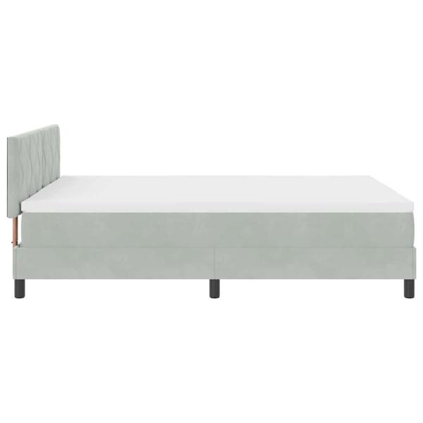 LED Boxspringbett mit Matratze Hellgrau 140x200 cm Samt