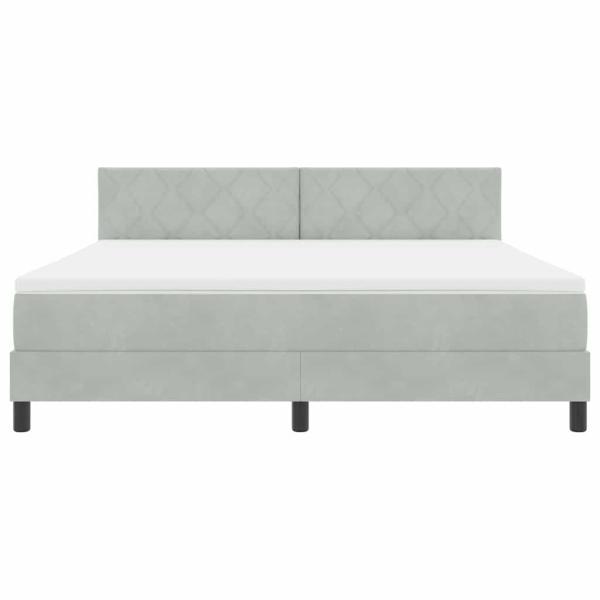 LED Boxspringbett mit Matratze Hellgrau 180x200 cm Samt