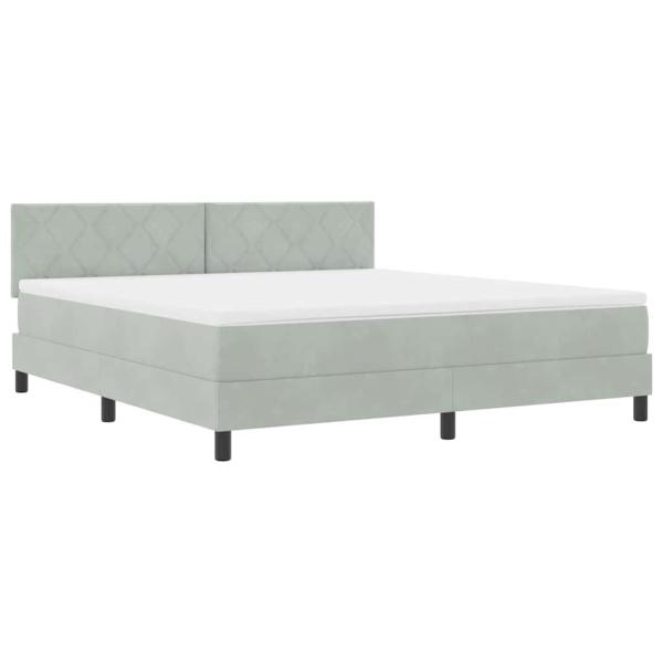 LED Boxspringbett mit Matratze Hellgrau 180x200 cm Samt