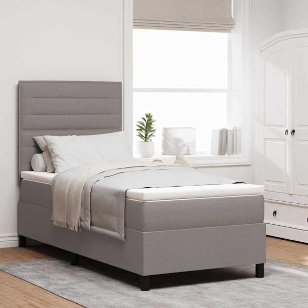 ARDEBO.de - LED Boxspringbett mit Matratze Taupe 90x200 cm Stoff