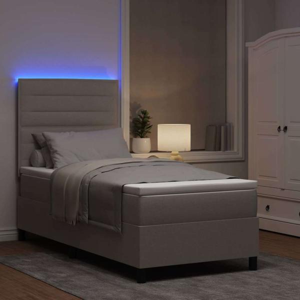 LED Boxspringbett mit Matratze Taupe 90x200 cm Stoff