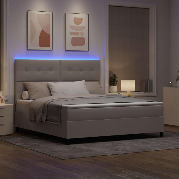 LED Boxspringbett mit Matratze Taupe 180x200 cm Stoff
