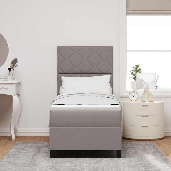 Boxspringbett mit Matratze & LED Taupe 80x200 cm Stoff