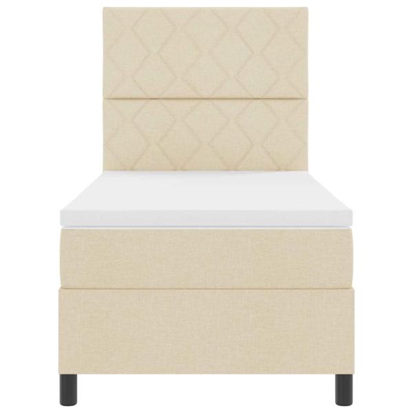 Boxspringbett mit Matratze & LED Creme 100x200 cm Stoff