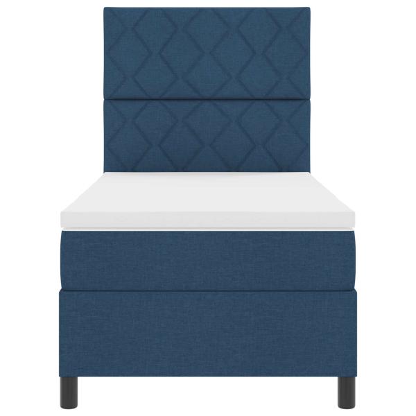 Boxspringbett mit Matratze & LED Blau 100x200 cm Stoff