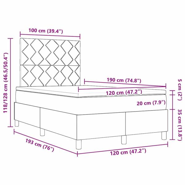 Boxspringbett mit Matratze & LED Schwarz 120x190 cm Stoff