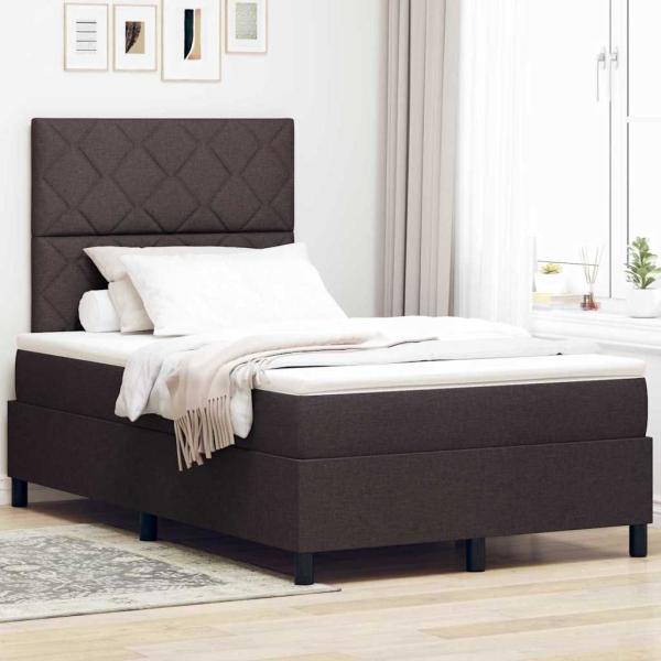 ARDEBO.de - Boxspringbett mit Matratze & LED Dunkelbraun 120x200 cm Stoff