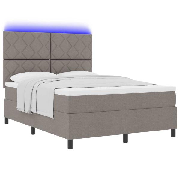 Boxspringbett mit Matratze & LED Taupe 160x200 cm Stoff