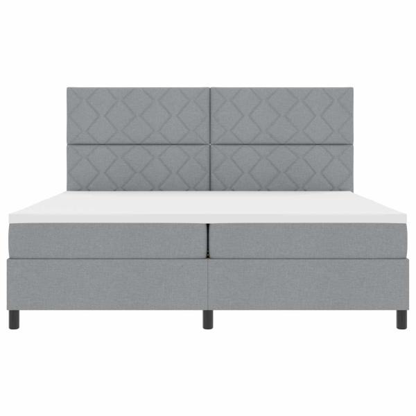 Boxspringbett mit Matratze & LED Licht Grau 200x200 cm Stoff