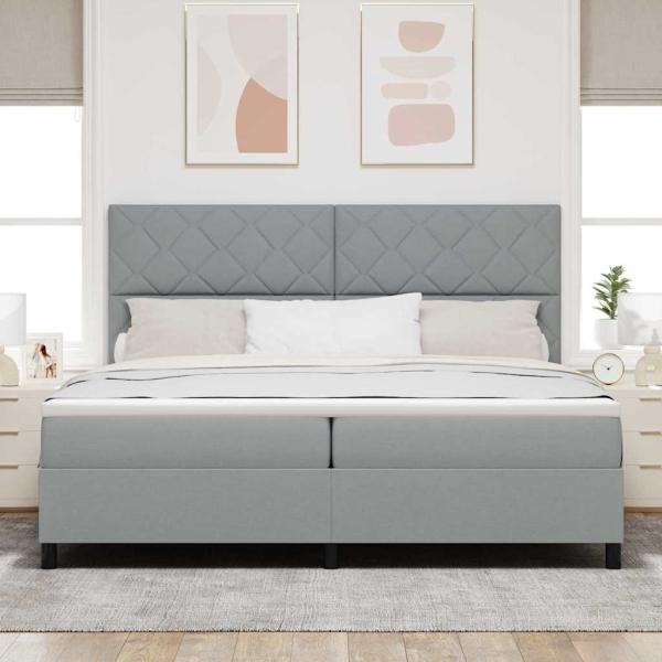Boxspringbett mit Matratze & LED Licht Grau 200x200 cm Stoff