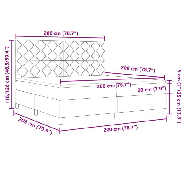 Boxspringbett mit Matratze & LED Schwarz 200x200 cm Stoff