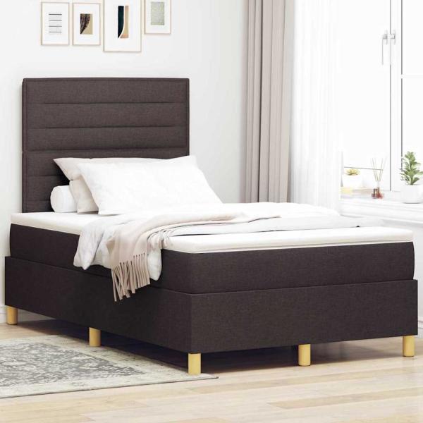 ARDEBO.de - Boxspringbett mit Matratze & LED Dunkelbraun 120x190 cm Stoff