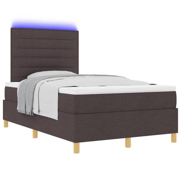 Boxspringbett mit Matratze & LED Dunkelbraun 120x190 cm Stoff