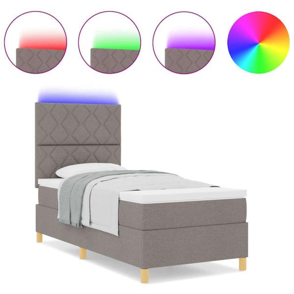 Boxspringbett mit Matratze & LED Taupe 100x200 cm Stoff