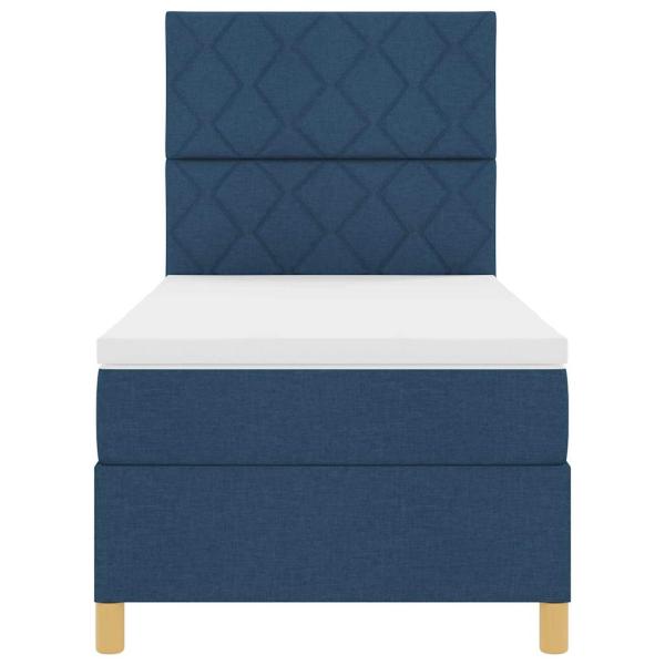 Boxspringbett mit Matratze & LED Blau 100x200 cm Stoff