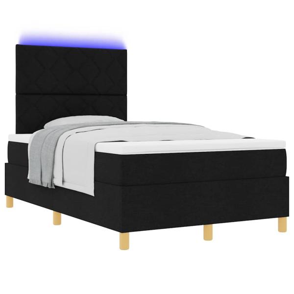 Boxspringbett mit Matratze & LED Schwarz 120x190 cm Stoff