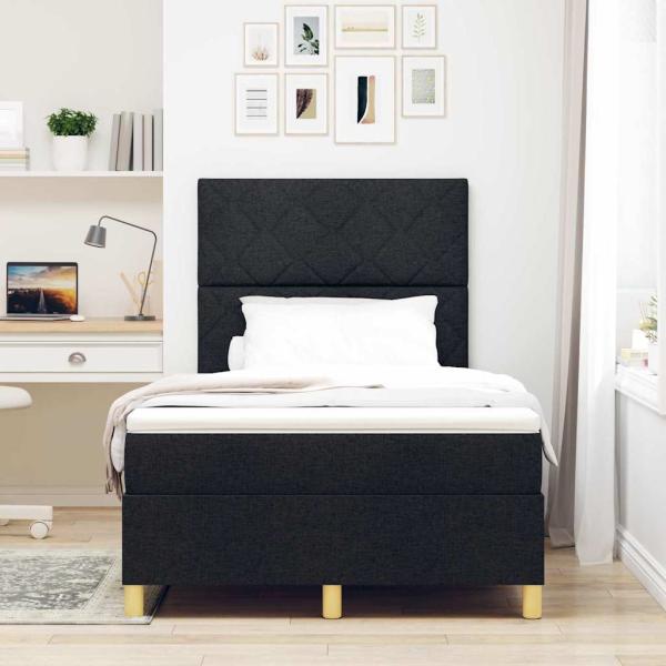 Boxspringbett mit Matratze & LED Schwarz 120x200 cm Stoff